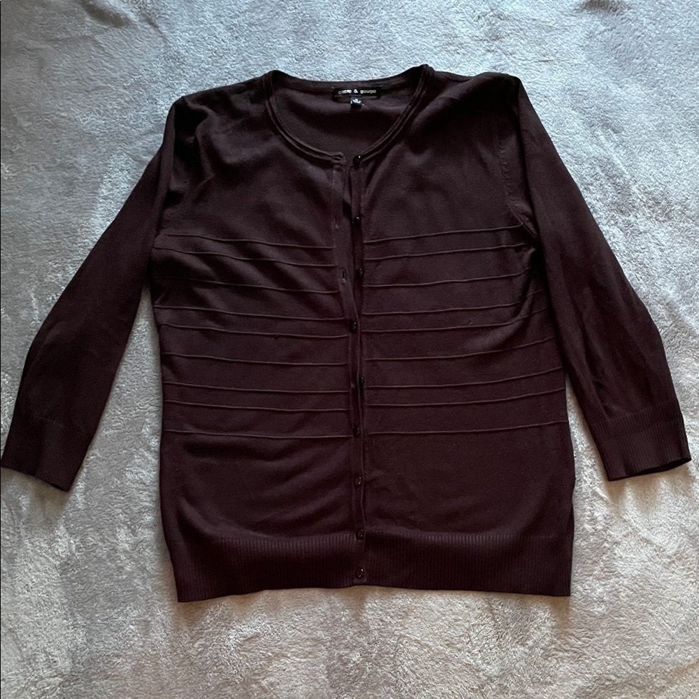 Cable & Gauge Rich Brown Knit Cardigan